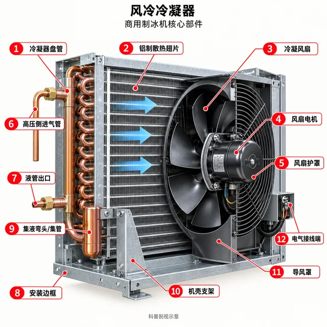 风冷冷凝器爆炸图，含中文零件标注