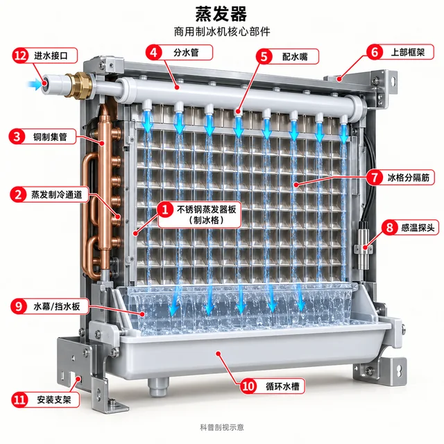 蒸发器爆炸图，含中文零件标注