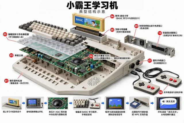 小霸王学习机爆炸图，含中文零件标注